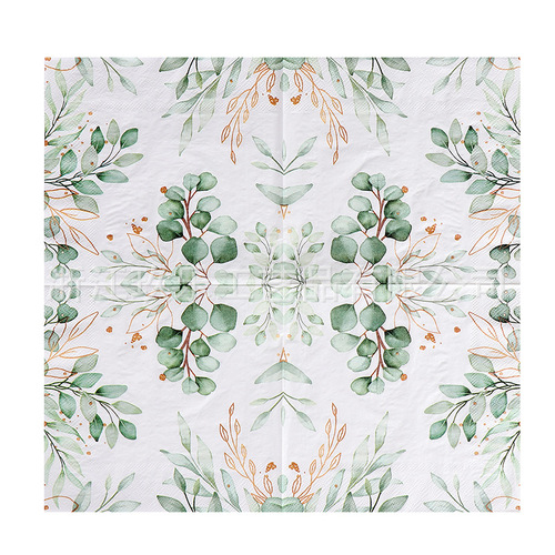 Cross-border exclusive Nordic plant-style colored printed paper napkins party use paper leaf napkins wholesale