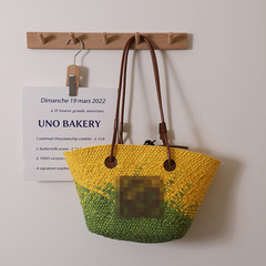 羅家新款字母草編包 彩色編織包大容量單肩包夏吉沙灘包度假女包