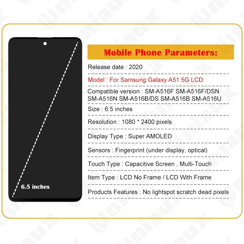 Подходит для Samsung A51 5G / A516 сборка экрана OLED LCD внутри и снаружи интегрированный экран
