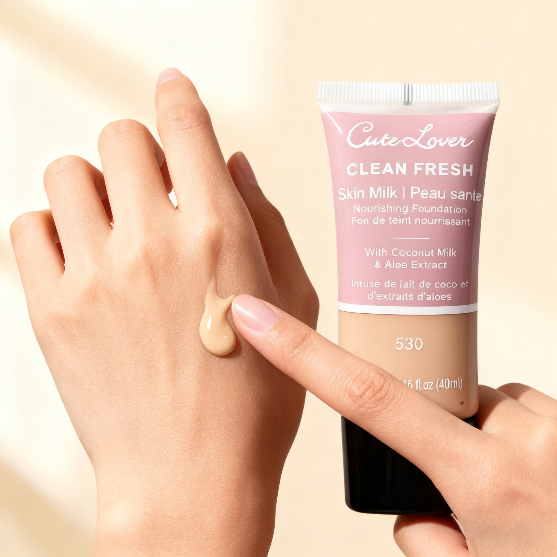 CUTELOVE Base de maquillaje ligero de color natural, suave, humectante, brillante, mate, transparente y brillante.