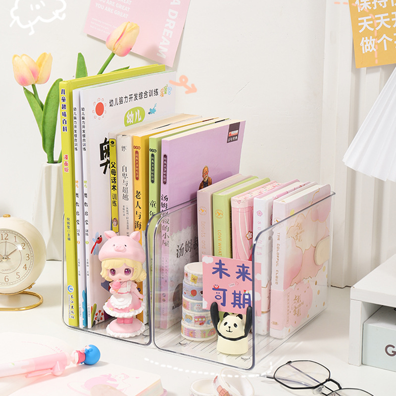 書立ファイルホルダーアクリルデスクトップ透明本棚スタンド固定ブックホルダーデスクトップ収納ボックス棚|undefined