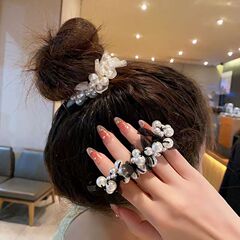 新しいパールヘッドバンド、優しい小さな糸の花のヘアロープ、ヘアゴム、ファッショナブルで手作りのヘアレースパールヘアゴム