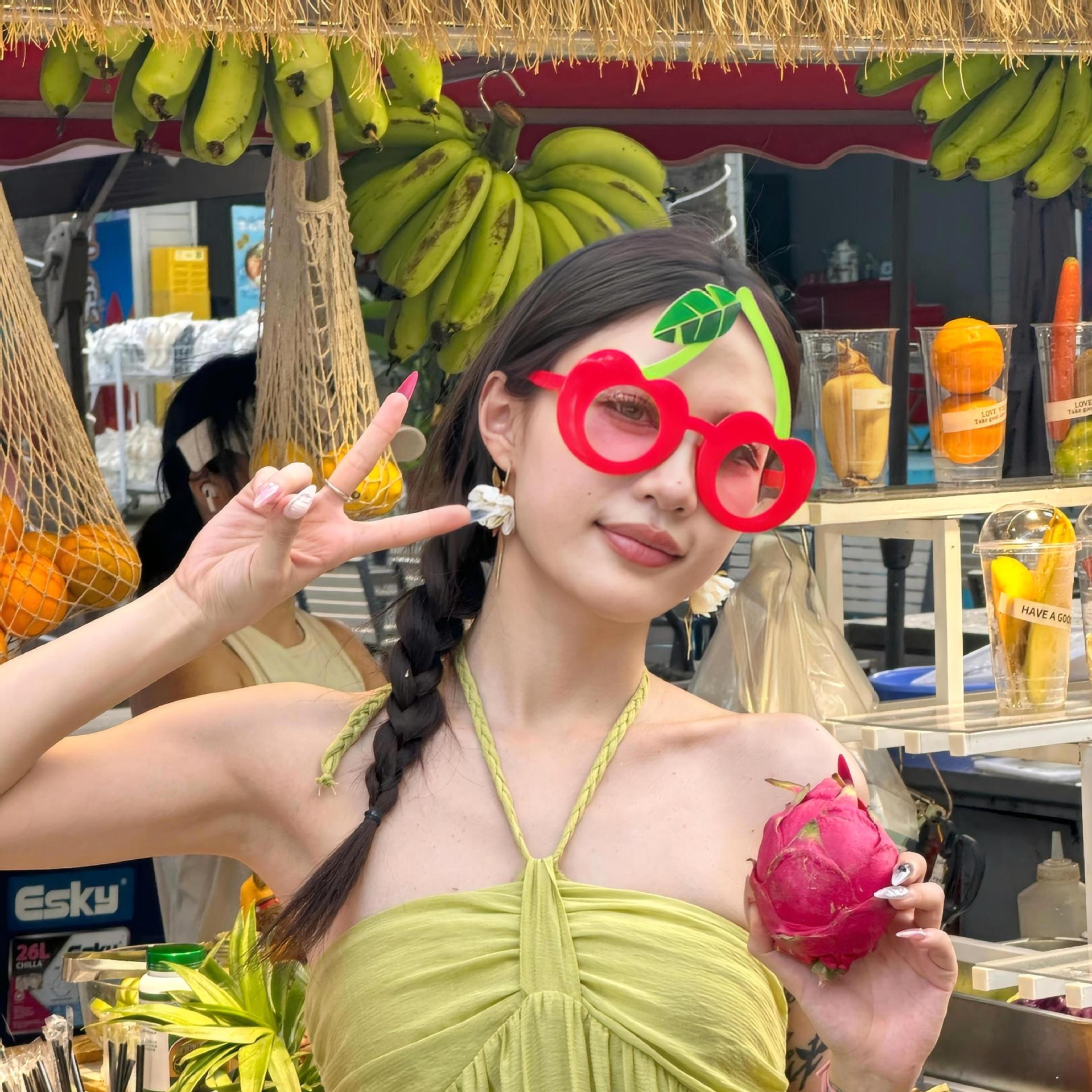 Gafas de Fiesta Forma de Cereza de Plástico ABS Decorativas para Fotografía