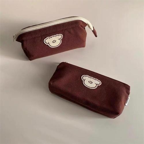 Cute Cat and Dog Canvas Pencil Case, Durable Student Pencil Box, Stationery Bag, Large Capacity, Beauty Makeup Bag, Storage Bag