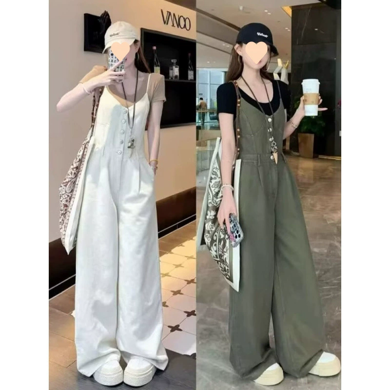 Винтажные модные джинсовые комбинезоны на подтяжках для женщин, летняя новая стильная повседневная рабочая одежда, широкий комбинезон, комплект из двух предметов