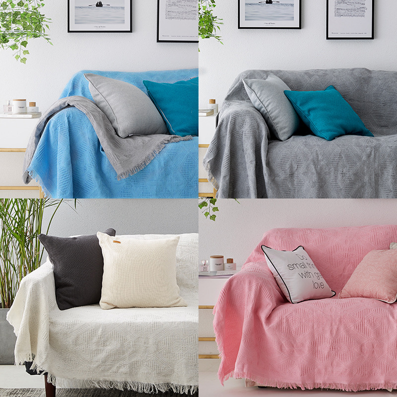 纯白色沙发巾盖布双人沙发垫沙发罩加厚针织沙发套工厂批发