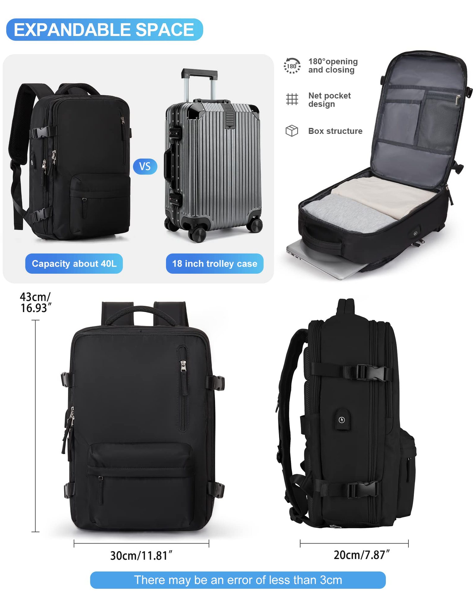 1875g Weight Nylon Lining Material Zipper Closure Type Double Shoulder Straps Strap Type Functional Backpack Bags Type Travel, Daily Occasion Nylon Material Women's Backpack Backpack Solid Color Pattern All Seasons Season Unisex Gender Streetwear Style Square Shape Solid Color Travel Daily Women's Backpack 23