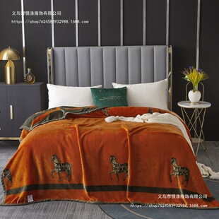 Foreign Trade Light Luxury Series Double Layer AB Version Cloud Mink Blanket Milk Velvet Composite Blanket Lunch Break Blanket Coral Velvet Air-conditioning Blanket