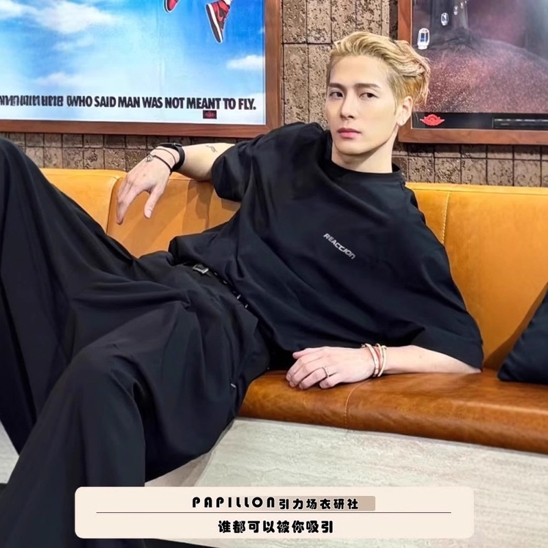 Wang Jiaer with cotton T-shirt short sleeve heavy 280G new summer American tide brand half sleeve men's clothes