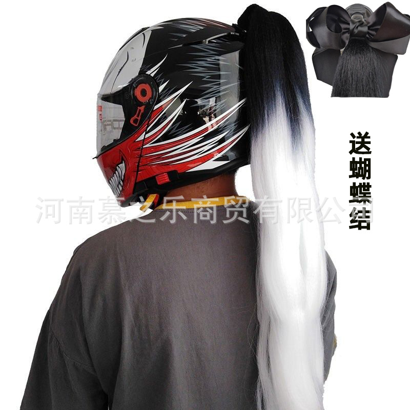 Motuoche – Auto Parts and Accessories Bow DIY Helmet - black-white-ponytail-with-bow