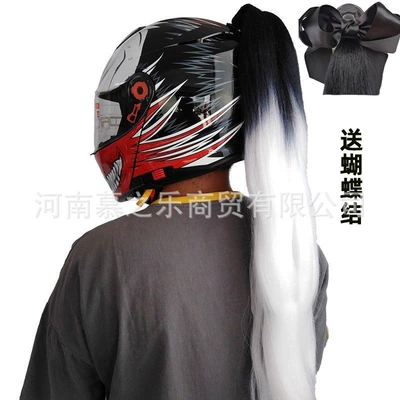 Motosiklet dəbilqələri DIY Helmet Braid Large - black-and-white-loose-ponytail-with-bow