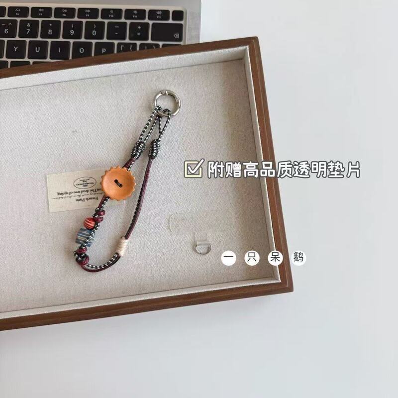 酒红纽扣原创手编手机挂绳油蜡绳防丢手提斜挎挂脖新款手腕式爆款|undefined