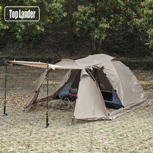 Outdoor camping tunnel tent extendable dome tent rainproof flame retardant double-layer one-room one-hall tent with snow skirt