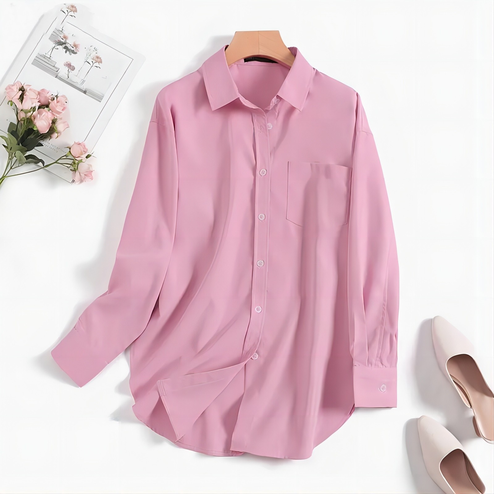 Wholesale Women's Simple Style Solid Color Long Sleeve Pocket Blouses display picture 11