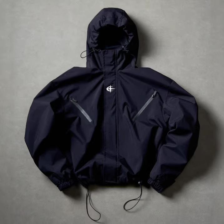 2026 Cross-Border Exclusive Autumn Woven New Fashion Men's Versatile Casual Black Windproof Loose Jacket with Hood 2026 Cross-Border Exclusive Autumn Woven New Fashion Men's Versatile Casual Black Windproof Loose Jacket with Hood