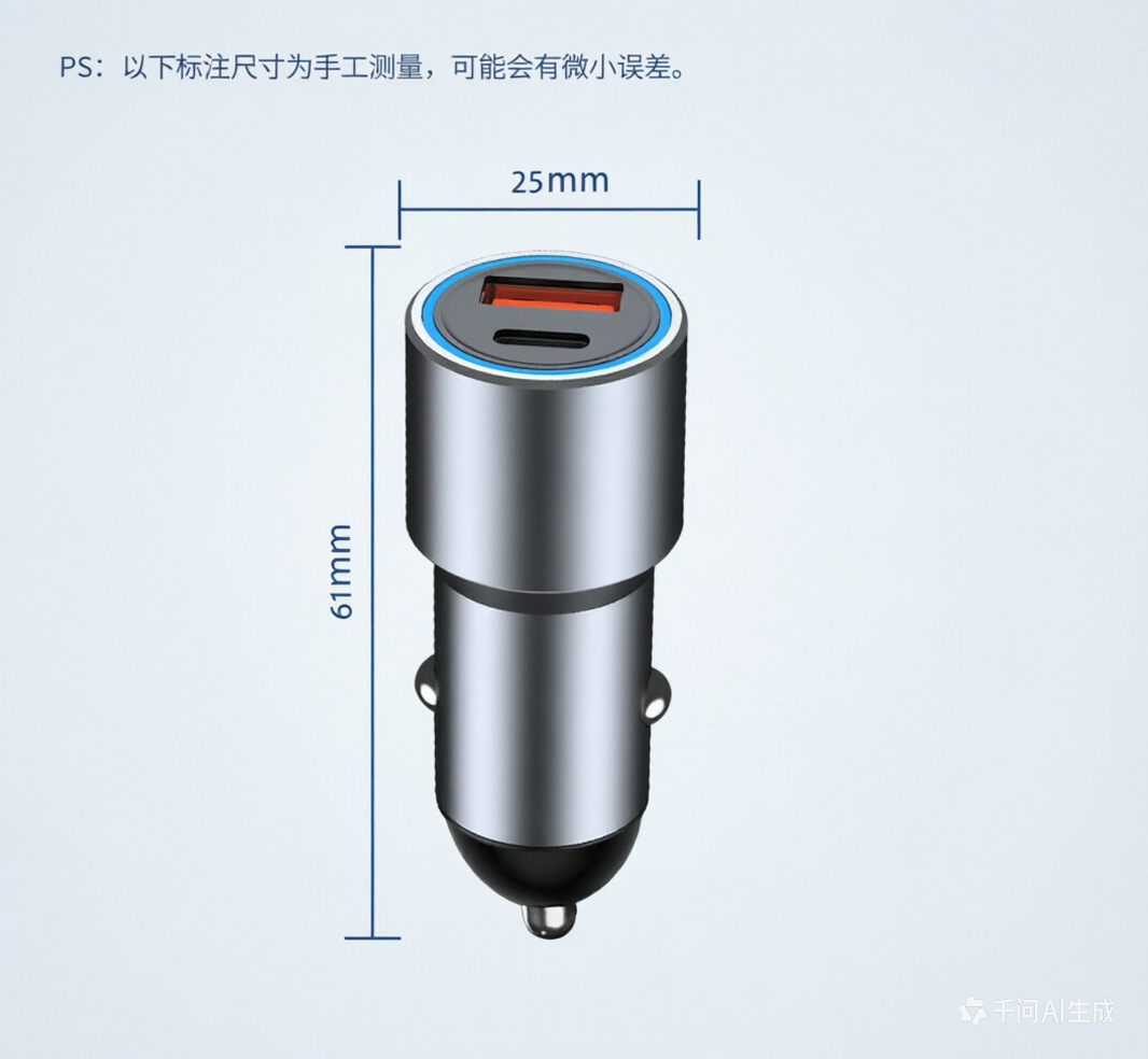 Car Charger Pd20W Super Fast Charging Metal Body Dual-Port Flash Charging with Led Ambient Light Car Charger