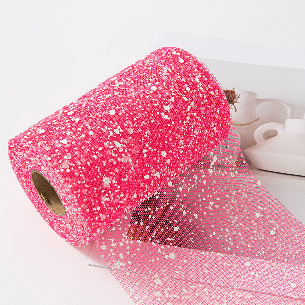 15cm de ancho de hilo de punto de nieve corto red floral rosa decoración manual envasado de hilo de malla material de papel de embalaje