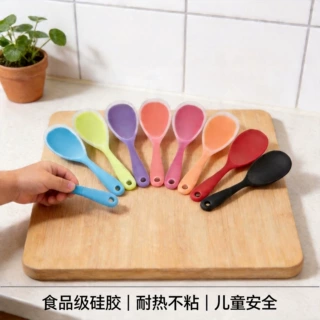 批发环保家用硅胶耐热不粘烹饪工具厨房配件硅胶饭勺