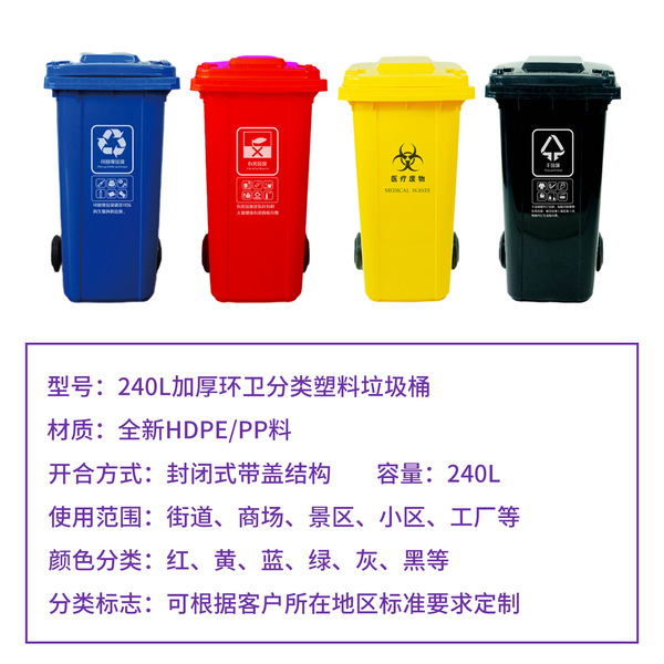 Jiangsu manufacturer Huante 240L plastic sanitation trash can…