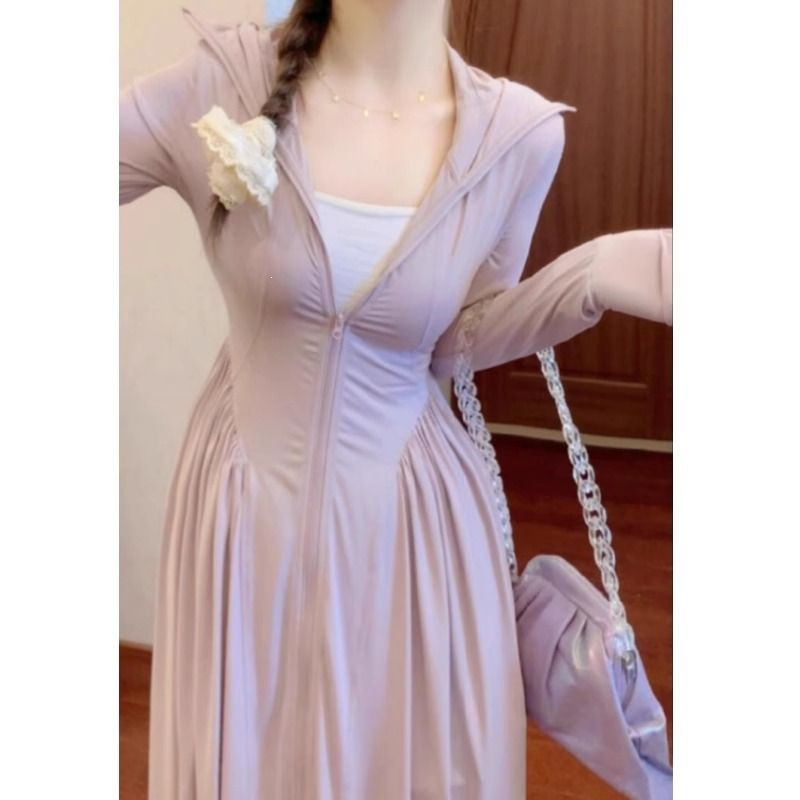 New Ice Silk Sun Protection Clothing Upf50+ Women's Robe Style Full-Body Sun Protection Long Skirt Outdoor Anti-Uv Dress for Women