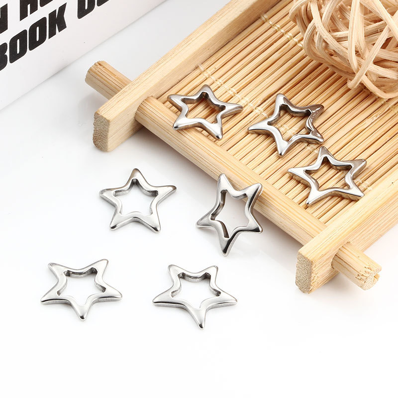 Stainless Steel Five-Pointed Star Jewelry Accessories Pendant Cross-Border DIY Necklace Bracelet Earrings Personalized Simple Fashion Accessories