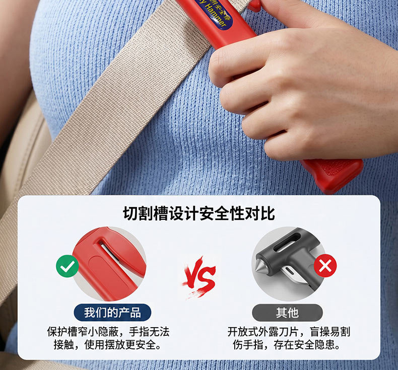Car window breaker multifunctional holder, life-saving hammer, emergency fire escape hammer for vehicle use