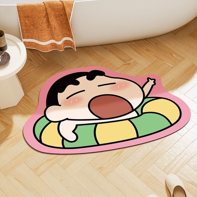 Baño doméstico absorción de agua almohadilla de pies de dibujos animados de forma especial almohadilla de suelo de barro de diatomeas secado rápido se puede cortar almohadilla de pies de puerta de baño