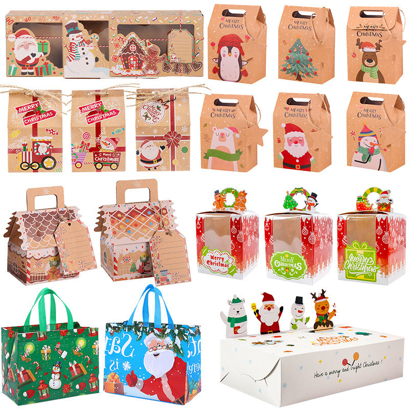 Various Size Christmas Gift Boxes Kraft Paper/Plastic Candy