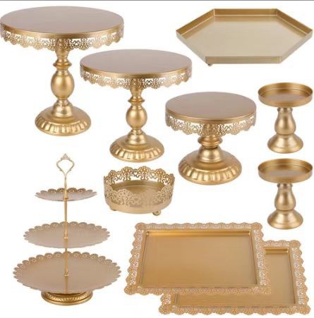 Estante de pastel europeo de hierro forjado combinación de bodas oro postres tienda de bocadillos estante de pastel bandeja estante de exhibición fiesta