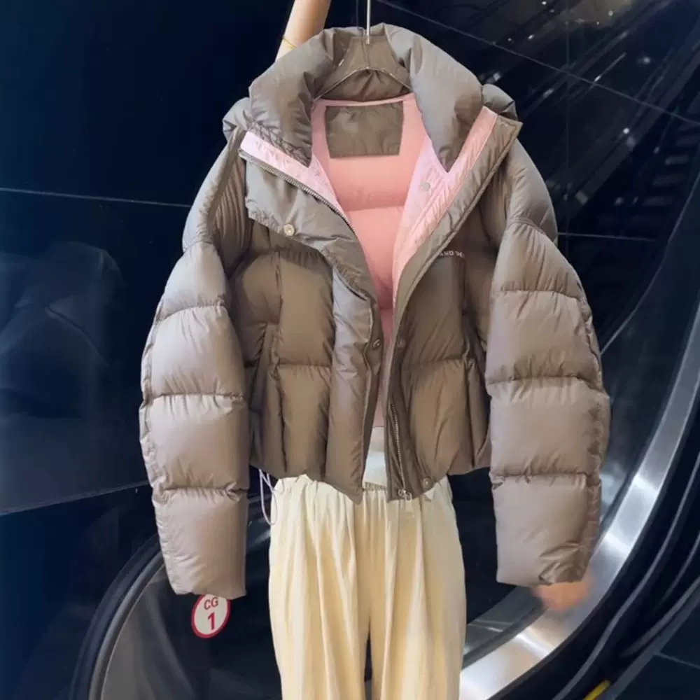 卡其灰短款棉服女韩系超好看棉衣冬季新款小个子高端面包服外套潮