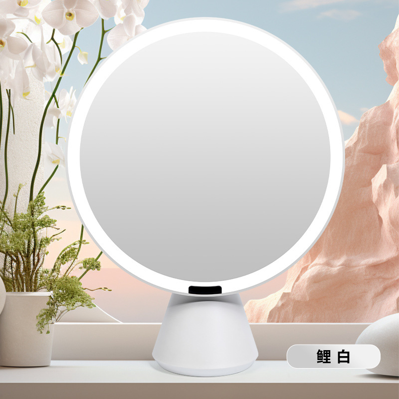 OA Li Guang 大型ラウンドミラー LED 化粧鏡デスクトップスマートライトフィルインライトデスクトップ美容ミラー工場直接供給|undefined