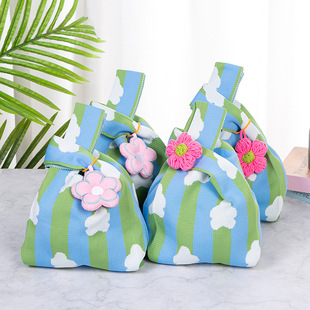 Daily Matchinging Popular Bag Niche Knitted Flower Pattern Sweet Hand Bag Shoulder Handbag Back 2033