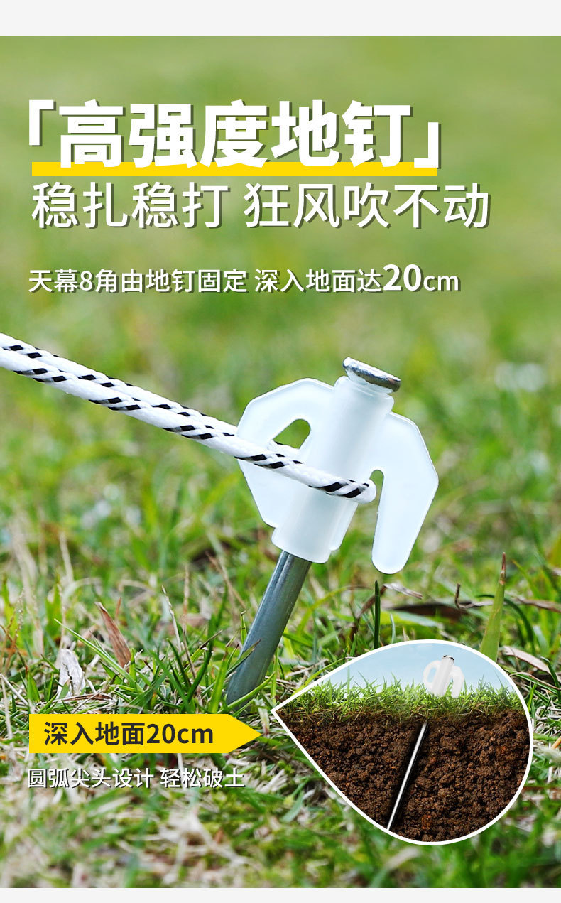 Black Rubber Canopy Tent Outdoor Camping Awning Portable Thickened Rainproof Park Picnic Sunscreen Awning