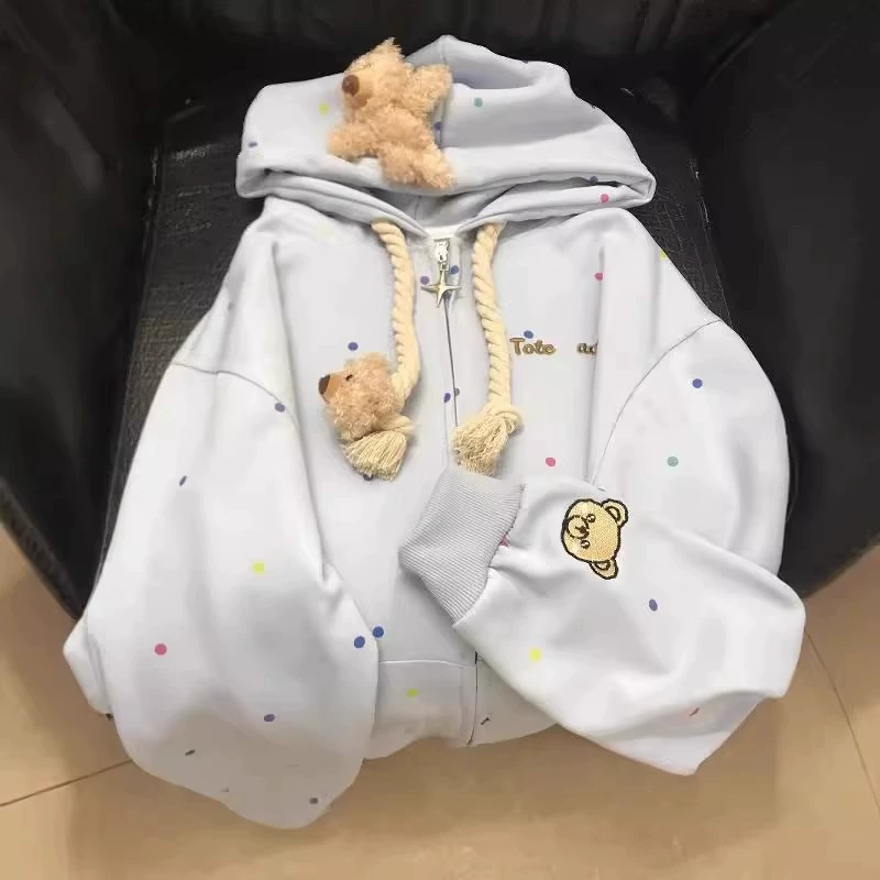 Официальный рисунок имитация хлопка и хлопка, настоящий супер бархат утолщение 2024 вышивка кардиган с капюшоном, теплый топ