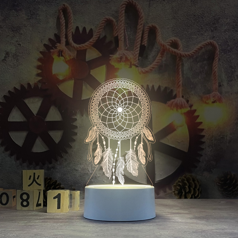 Nueva y única lámpara de noche 3D de acrílico, lámpara de escritorio USB, lámpara de noche para dormitorio, lámpara LED creativa, regalo de regreso a clases, Día del Trabajo