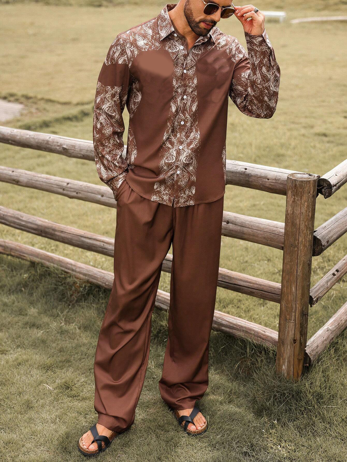 2024 nuevo estilo Amazon productos europeos transfronterizos moda casual estadounidense camisa de manga larga pantalones traje MB12 ML4