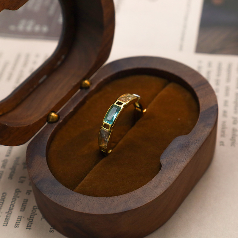 Inlaid Sparkle Zircon Stainless Steel Ring