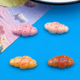 Glossy Simulated Colorful Bread Croissant Hairpin Hair Rope Hole Shoe Buckle Mobile Phone Case DIY Patch Resin Accessories