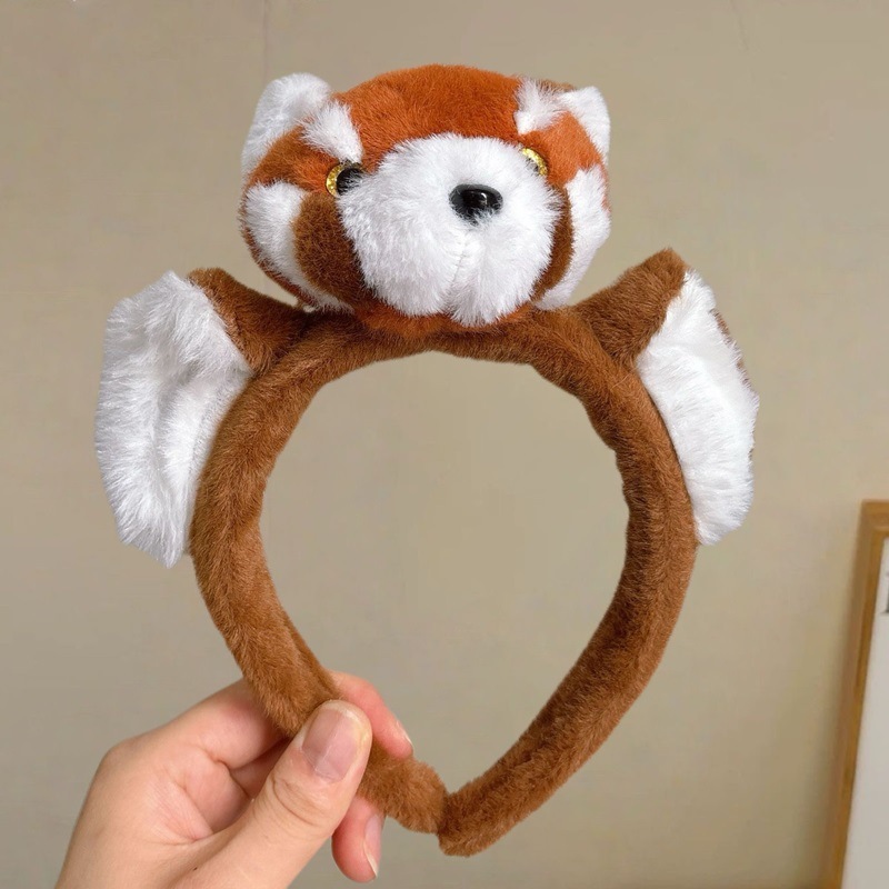 かわいいアライグマのヘッドバンド、クリエイティブな漫画の帽子、動物園で販売されているかわいい写真ヘアピン、ぬいぐるみのレッサーパンダ、面白いヘッドバンド|undefined
