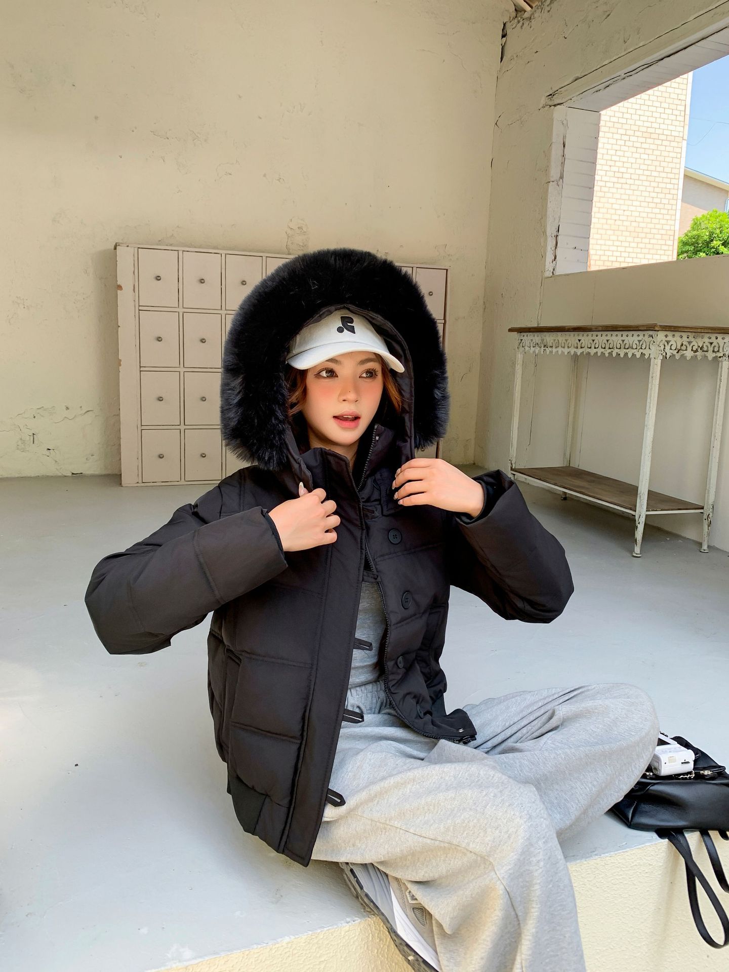 25 nuevo estilo coreano cuello puff encapuchado invierno ropa de algodón de pluma de invierno mujer nueva ropa de pan de invierno gruesa abrigo suelto image 7