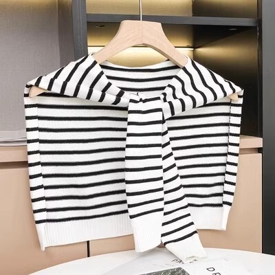 Spring and Autumn Air-conditioned Room Shoulder Striped Small Shawl Cape Shoulder Wool Scarf