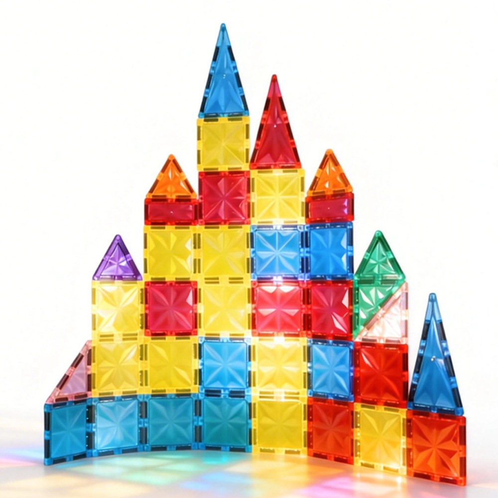 Cara de diamante 7.5CM ventana magnética de color a granel bloques de construcción de niños transparentes de construcción juguetes a granel
