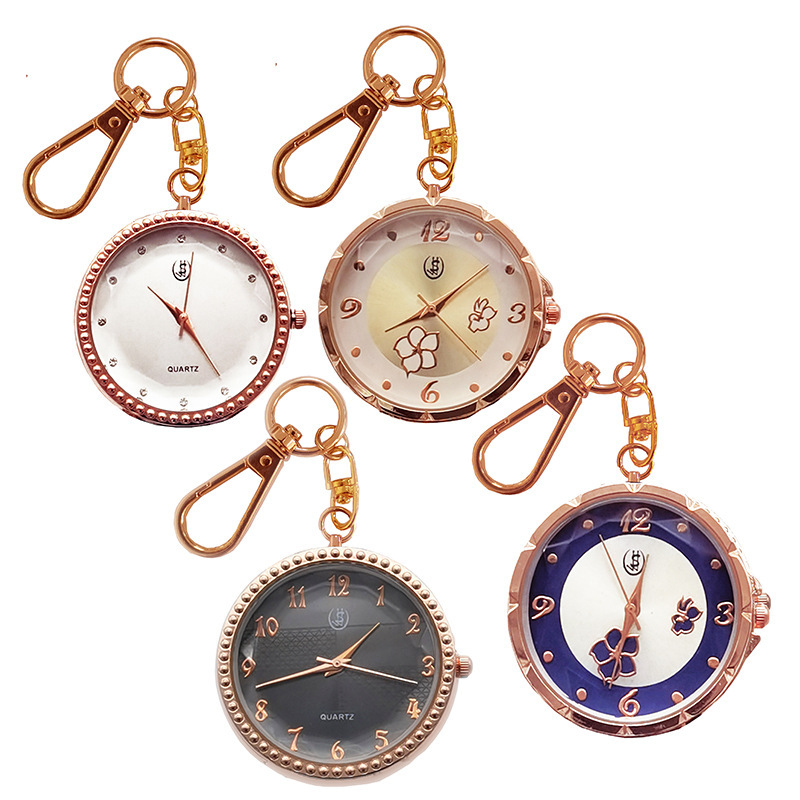 2025 Creative Exquisite Rose Gold Fashion Watch Female Student Silent Exam Watch Keychain Watch Pendant Watch Pocket Watch