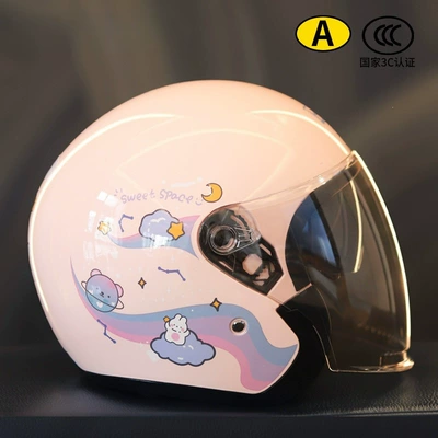 suitable for autumn and winter, half-face — Motosiklet dəbilqələri - dual-lens-model-pink-planet-hd-lens