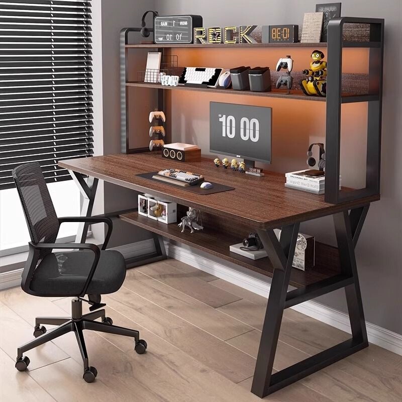 Desktop office desk for home use, student bedroom simple bookshelf integrated study and writing desk, rental house computer desk Desktop office desk for home use, student bedroom simple bookshelf integrated study and writing desk, rental house computer desk