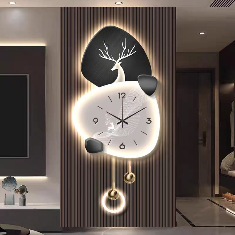 Reloj del restaurante Fu Lu led con lámparas pinturas de lujo ligeras pinturas de decoración de la sala de estar de alto nivel pinturas murales al final del pasillo