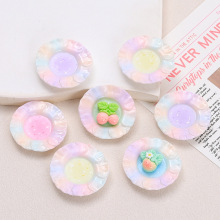 卡通渐变波纹盘子手工diy自制饰品配件奶油胶树脂小配件材料批发