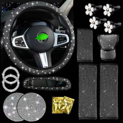 Cross-Border Car Full Diamond Seat Belt Shoulder Cover Hot Diamond Seat Belt Cover Color Diamond Black Diamond Car Diamond Interior Cover (Seat belt shoulder pad) - white