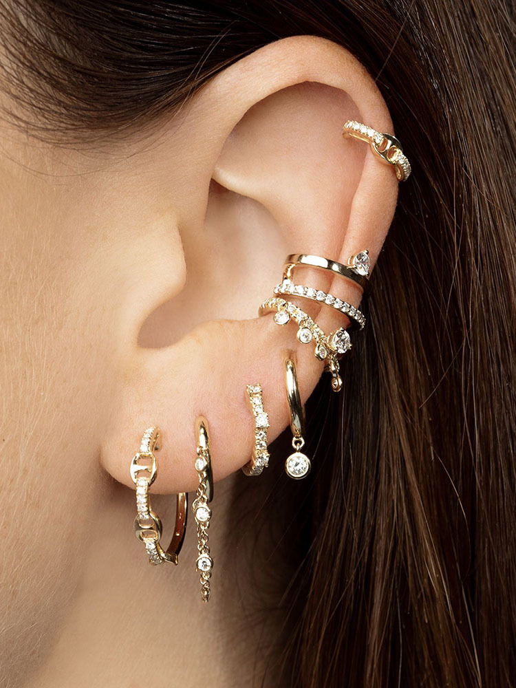 fashion 925 silver needle geometric irregular inlaid zircon copper earrings