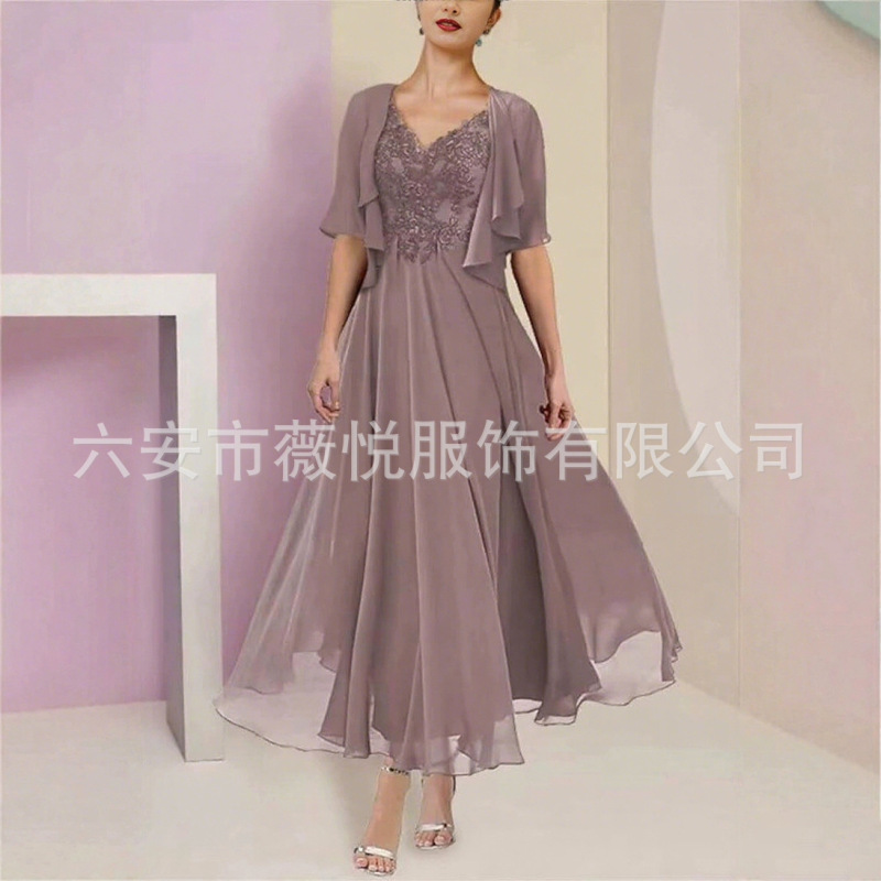 2026 New Style Long Plus-Size Dress with Lace, Formal Evening Gown with Pocket Design, Niche Evening Dress